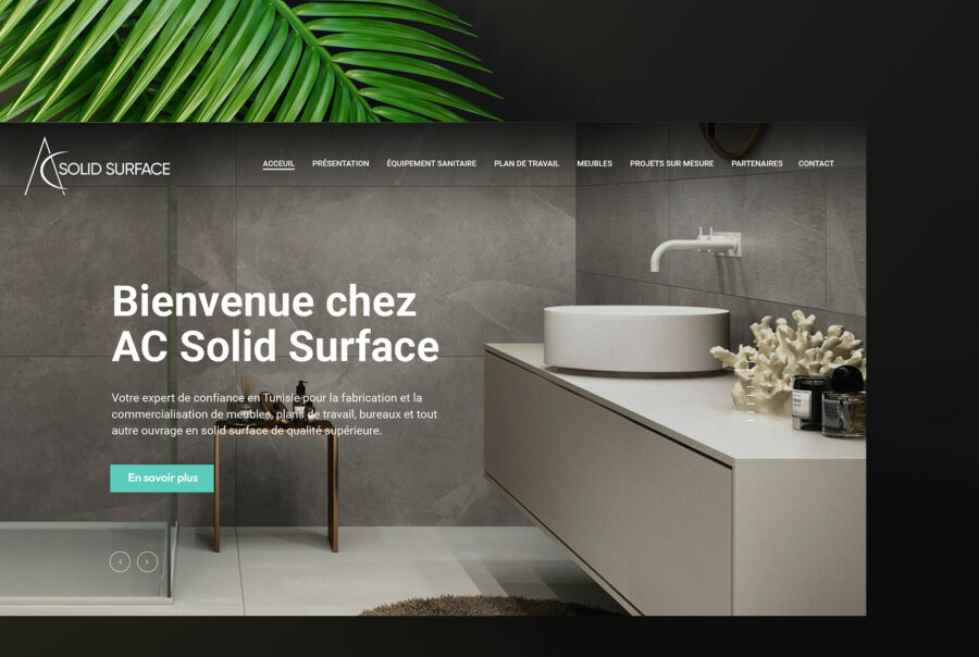création site vitrine AC solid surface en Tunisie