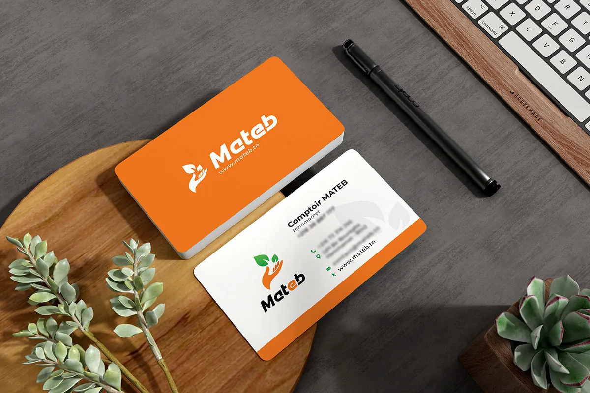 Conception carte visite Mateb en Tunisie