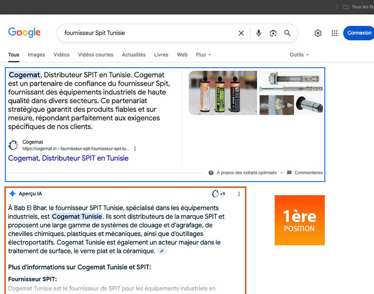 référencement naturel Cogemat en Tunisie