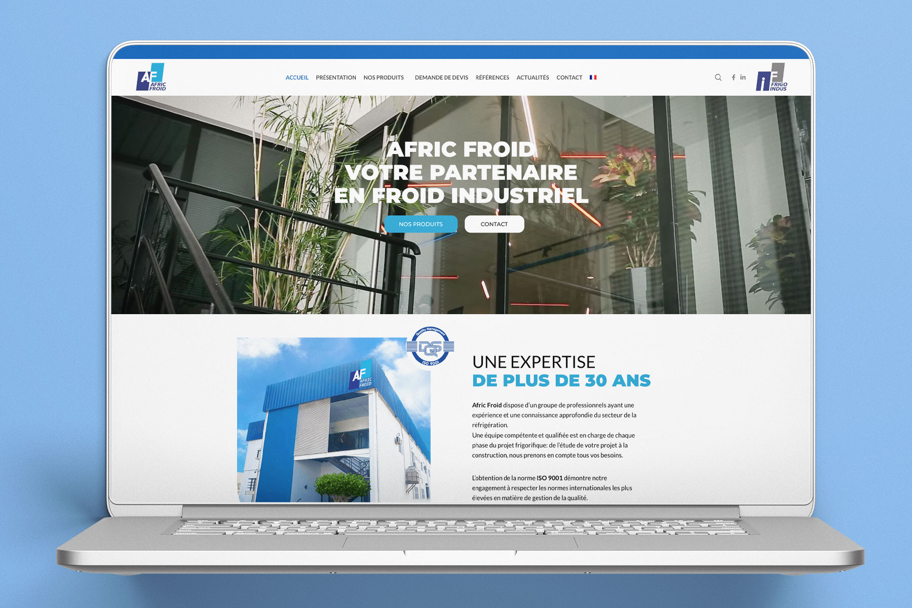 Création site vitrine frigoindus Tunisie