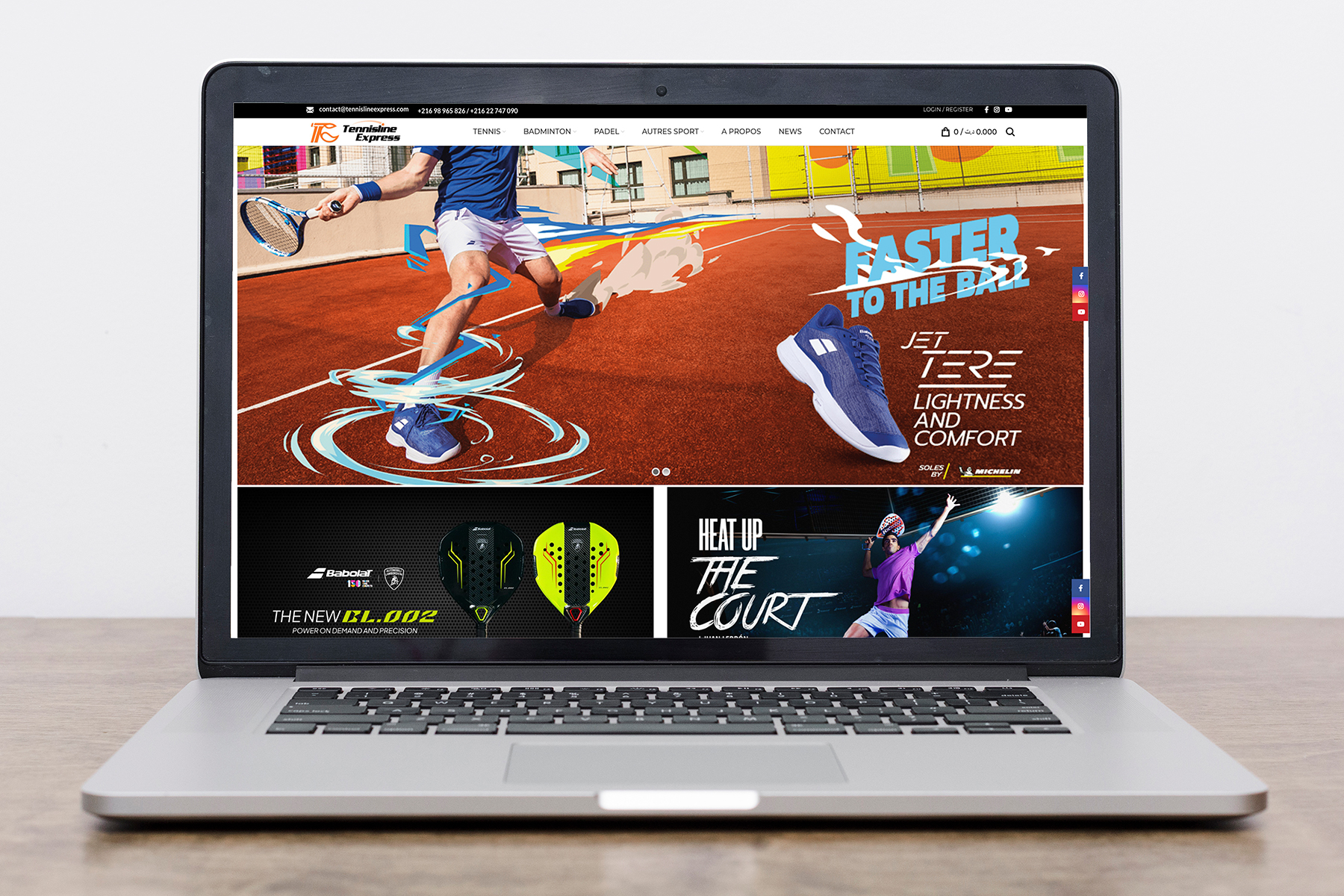 création site e commerce tennislineexpress en Tunisie