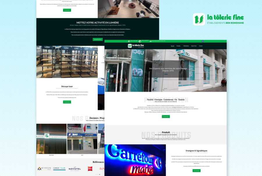 création site vitrine la tolerie fine en Tunisie