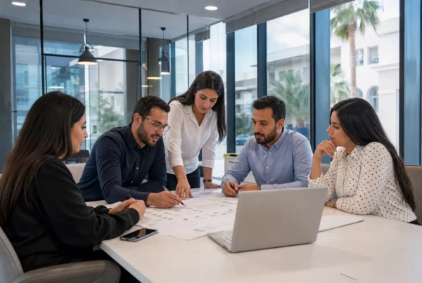 Équipe projet travaillant sur une plateforme web sur mesure en Tunisie