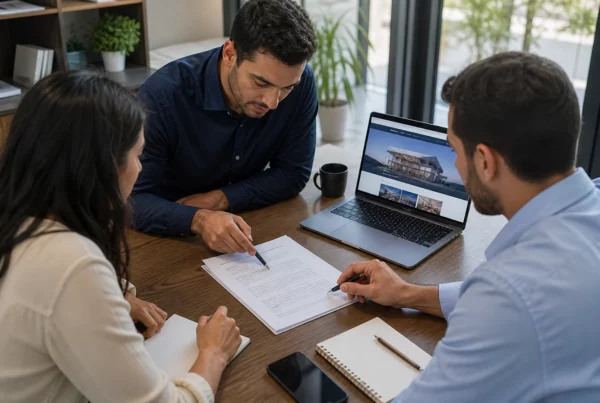 Réunion entre une entreprise et une agence web autour d'un contrat de site vitrine