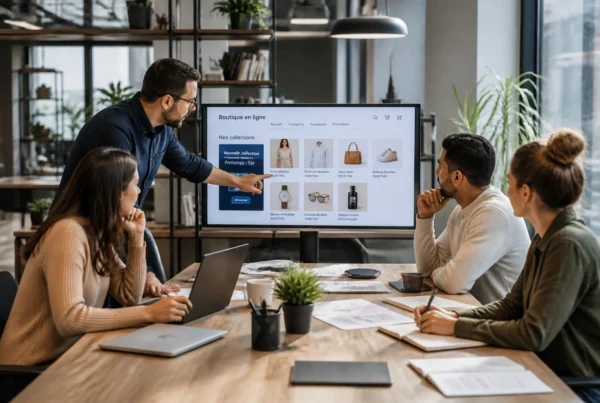Boutique en ligne moderne sur ordinateur et smartphone