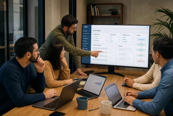 Équipe projet analysant un CRM sur mesure pour une entreprise à Sfax