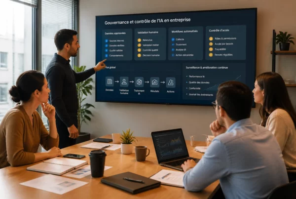 Équipe contrôlant une solution d’intelligence artificielle en entreprise