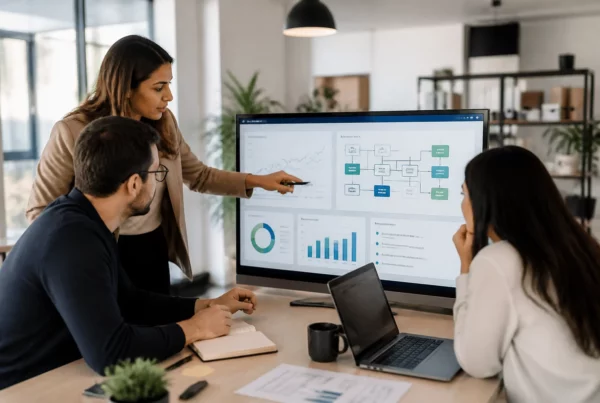 Équipe d’une PME utilisant l’IA pour piloter sa transformation digitale