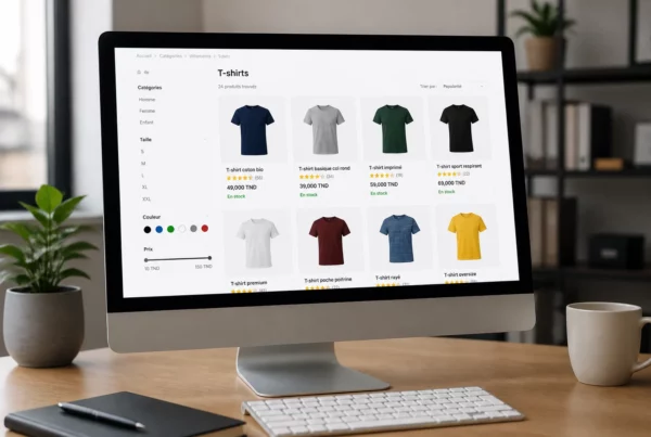 Interface e-commerce présentant des produits avec données structurées