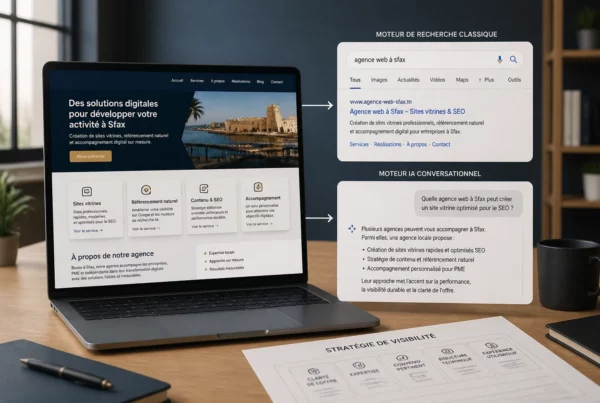 Site vitrine relié aux moteurs de recherche et aux réponses d’intelligence artificielle