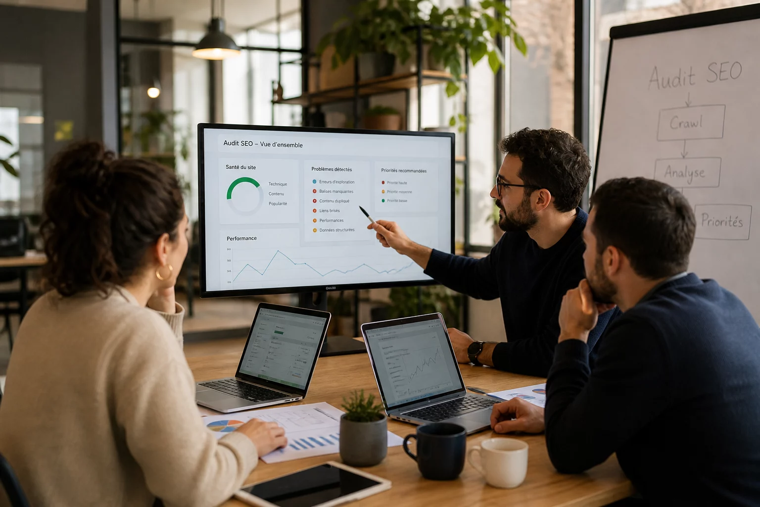 Workflow technique d’un audit SEO avec collecte et validation des données