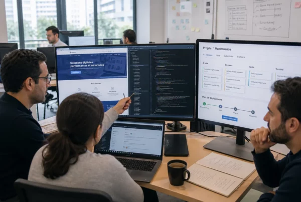 Équipe analysant l’évolution et la maintenance d’une application web